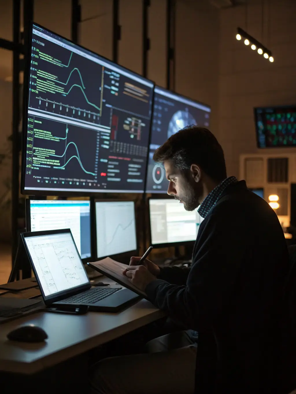 An illustration of a security analyst investigating a suspicious network activity graph, emphasizing the platform's behavioral analysis capabilities.