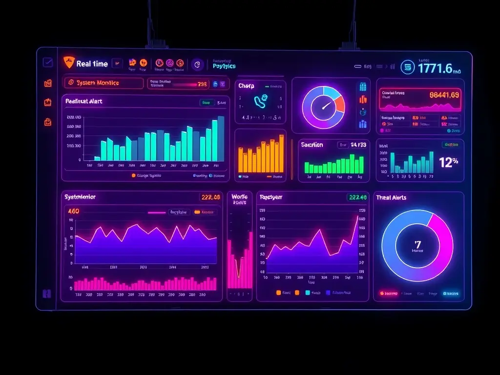A graphical representation of the Blue Pill Scorecard interface, showcasing its user-friendly dashboard with key metrics and security scores for an SMB.