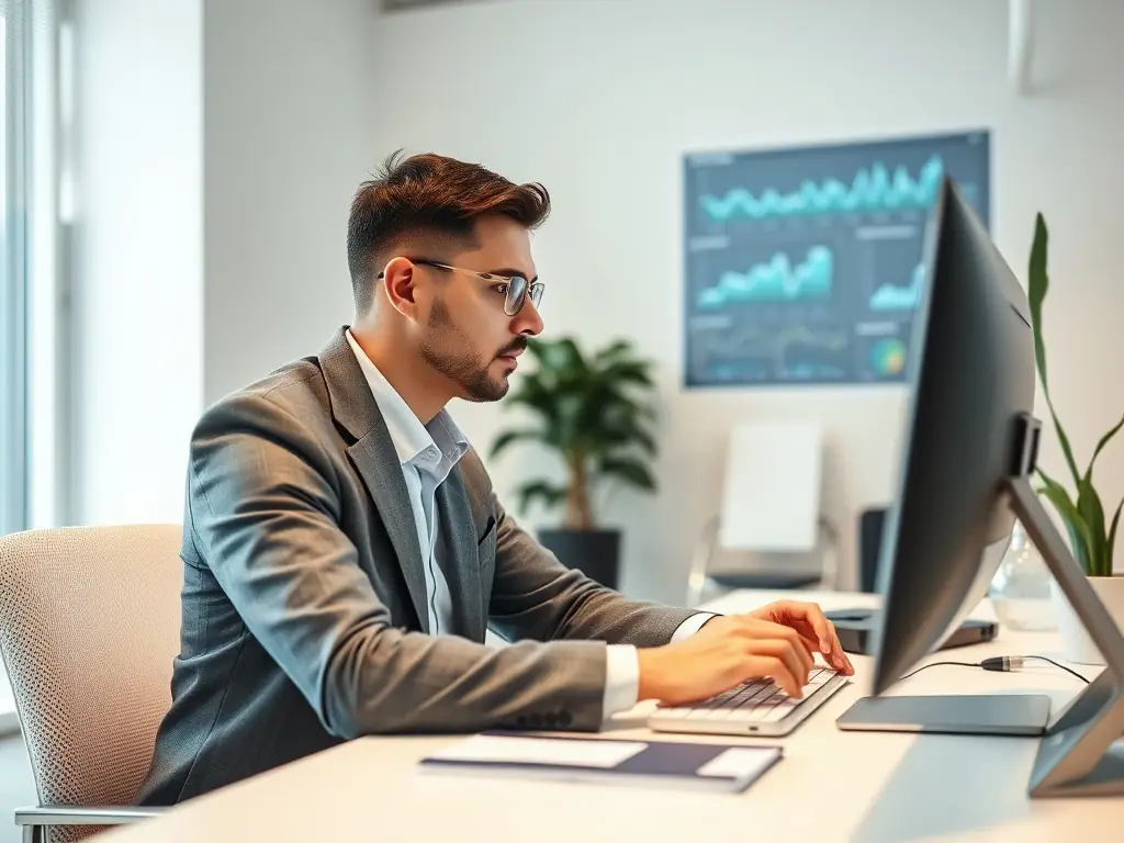 A small business owner looking relieved while reviewing a security dashboard on a laptop, showcasing the ease of use and comprehensive protection offered by Seceon.
