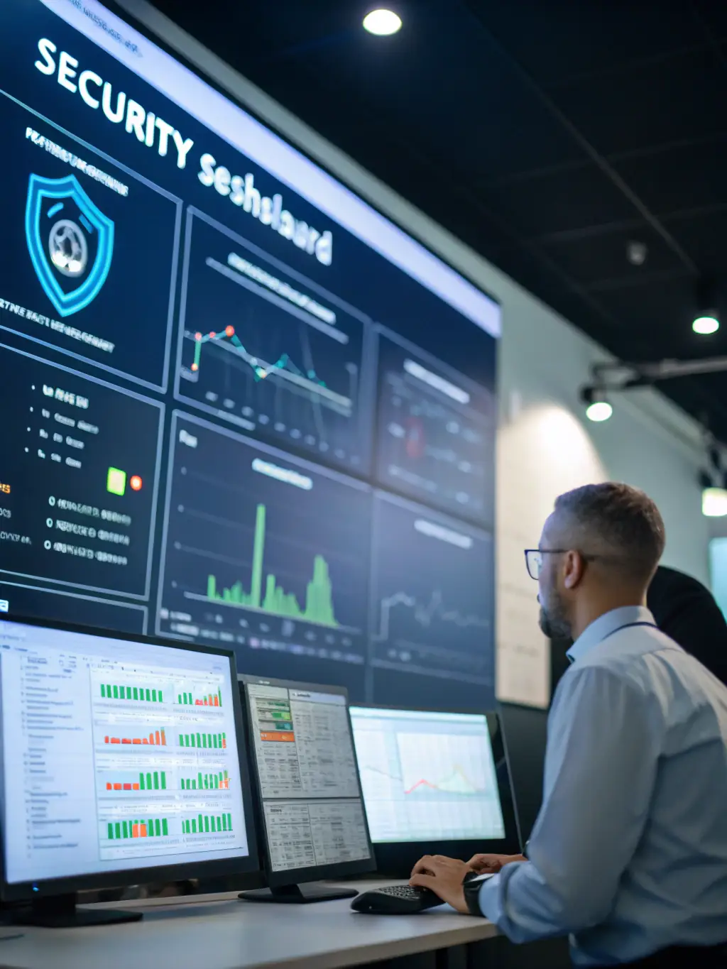 A detailed image of the aiSIEM dashboard, highlighting its AI-driven threat detection capabilities with real-time alerts and visualizations of anomalous behavior.
