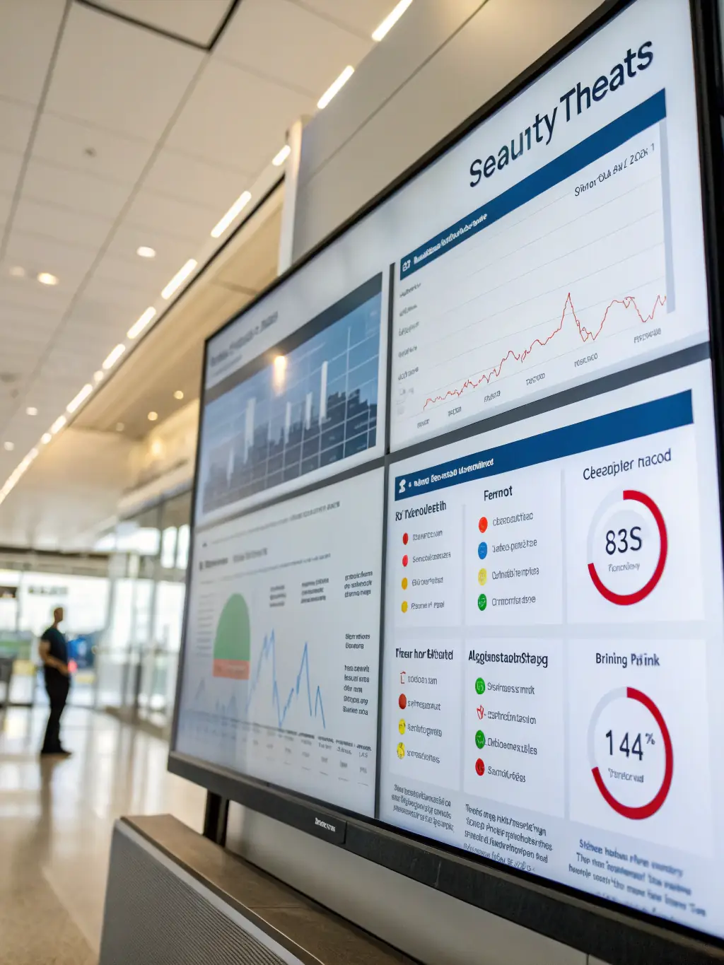 A high-resolution image depicting a network security dashboard with real-time threat detection alerts, showcasing Seceon's advanced threat intelligence capabilities.