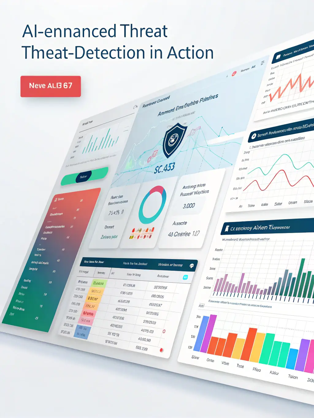 A simplified, user-friendly interface of an aiSIEM dashboard, showcasing easy-to-understand security alerts and analytics.