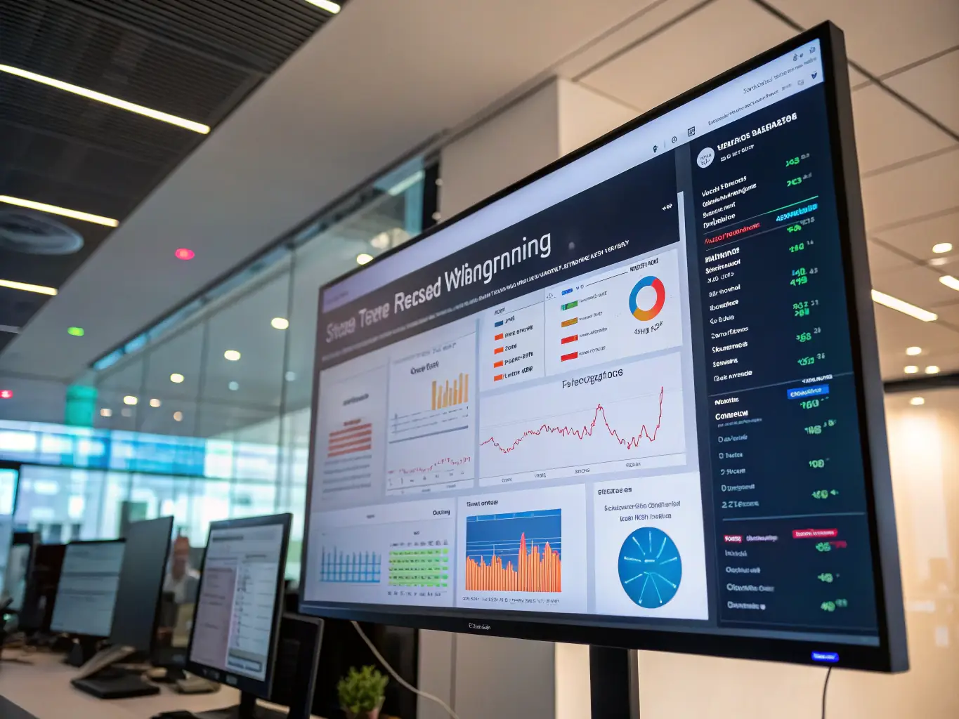 A graphic showing a dashboard with real-time data analytics, highlighting key performance indicators (KPIs) and trends, representing enhanced decision-making through AI-driven insights.